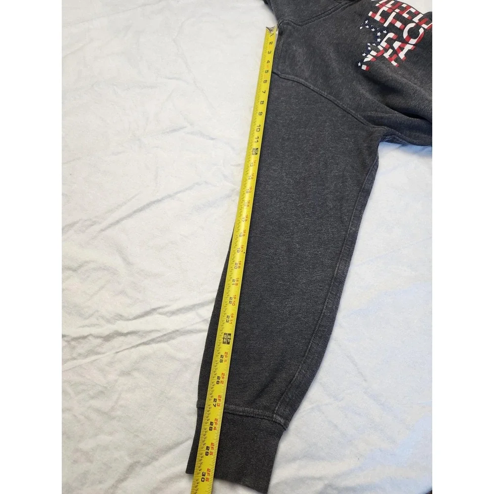 The‎ North Face Hoodie Mens Small Gray USA Flag Logo Graphic Fleece Pullover